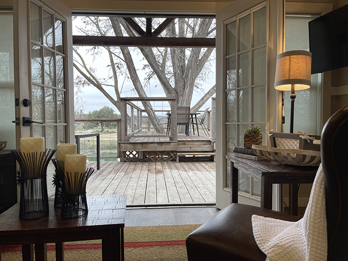 Living room looks out on deck